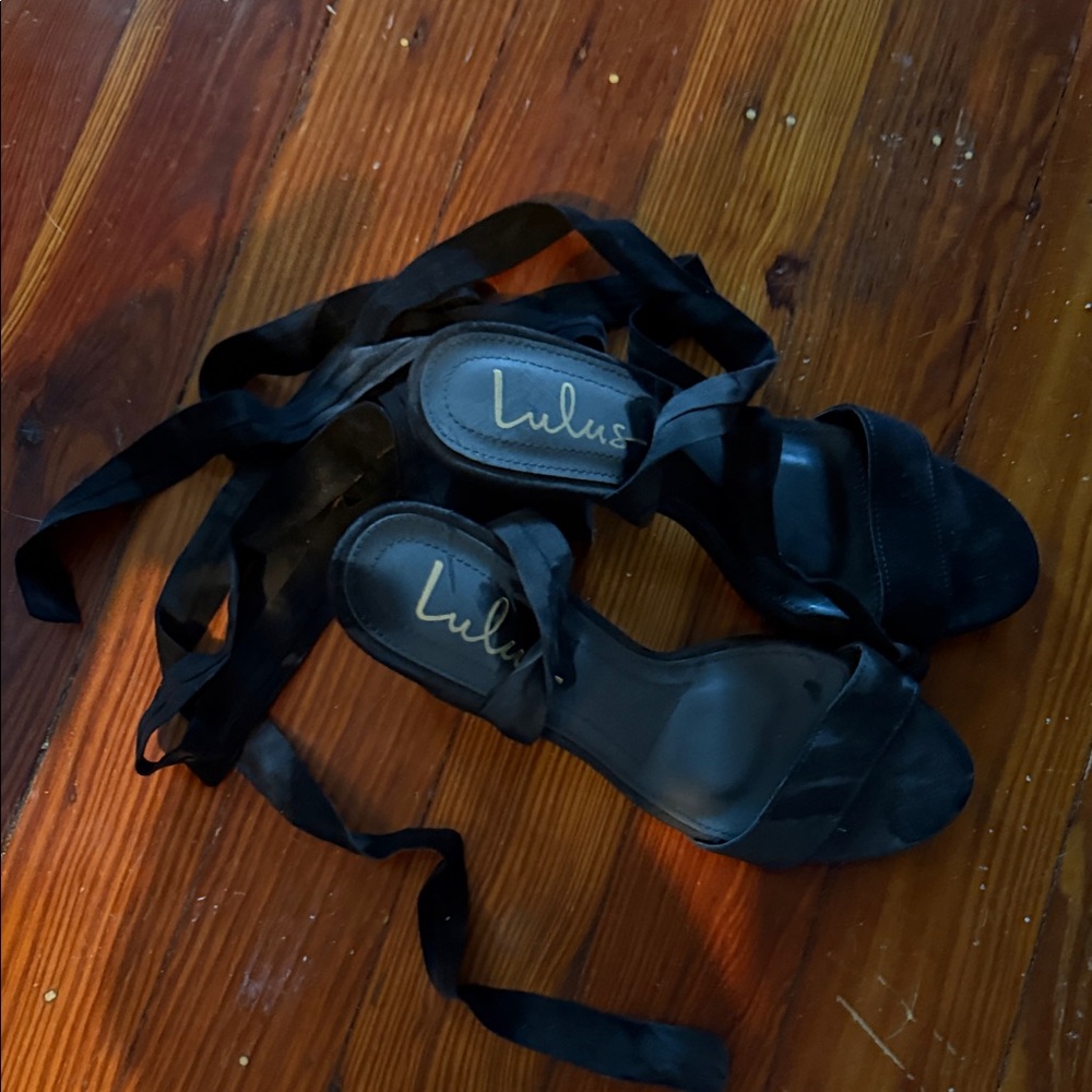 Lulu's Black Strappy Heels